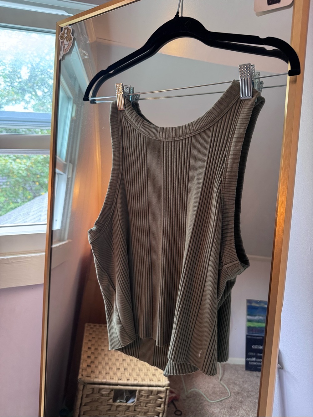 aerie Ribbed Tank Top in Olive